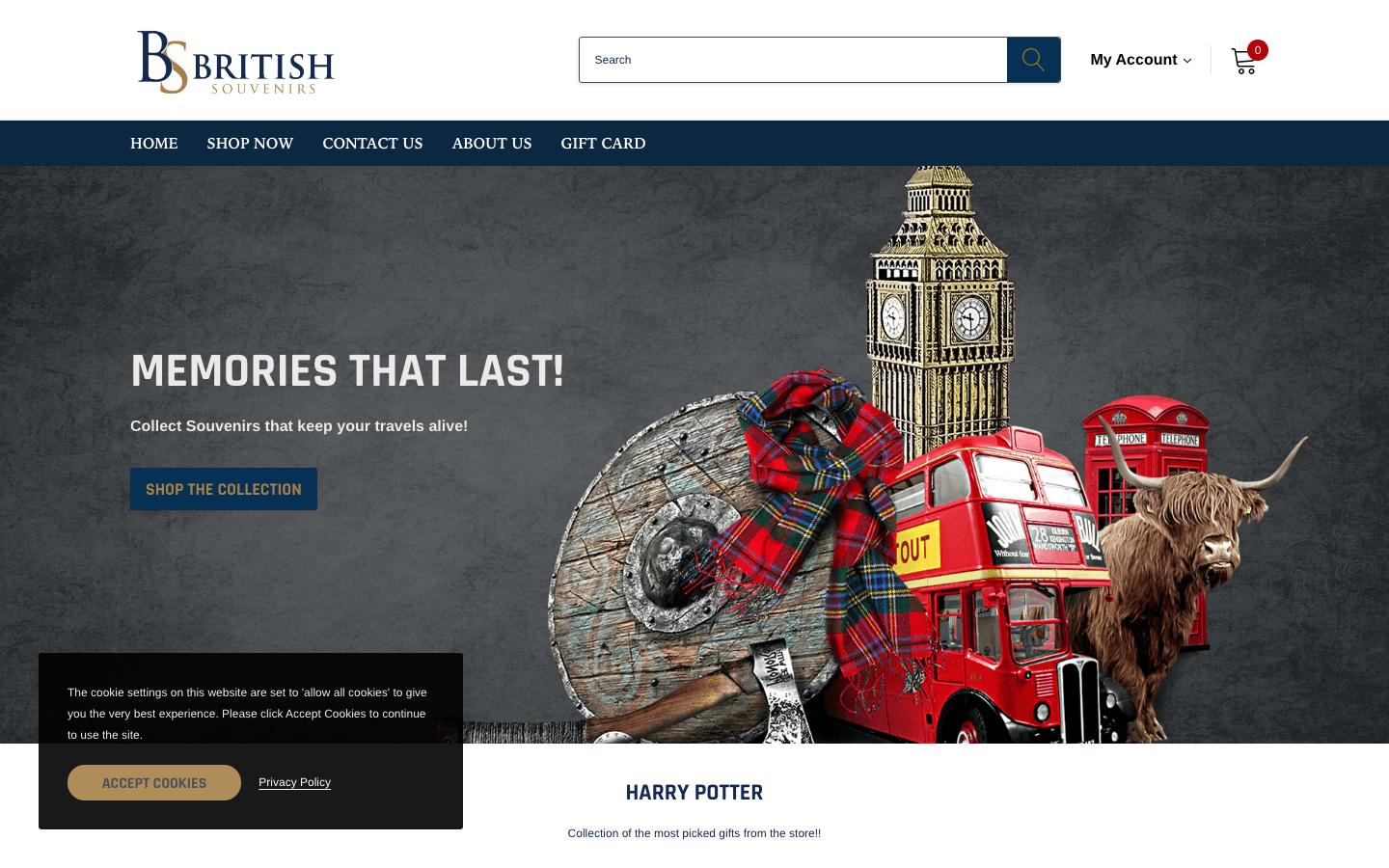 British Souvenirs gift and souvenir store — homepage