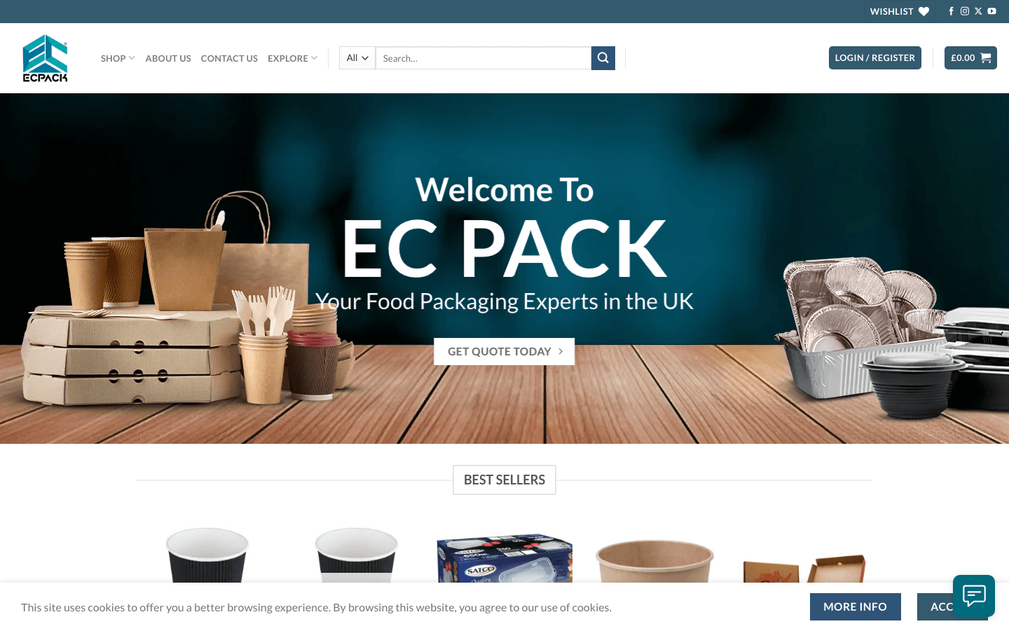 EC Pack B2B packaging website — homepage